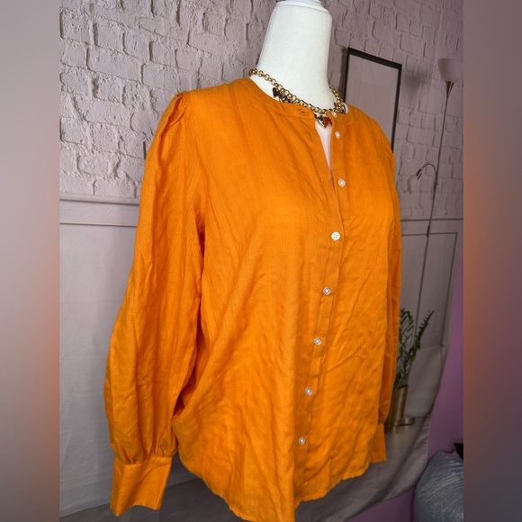 LOFT  Orange Blouse size med - Picture 2 of 7